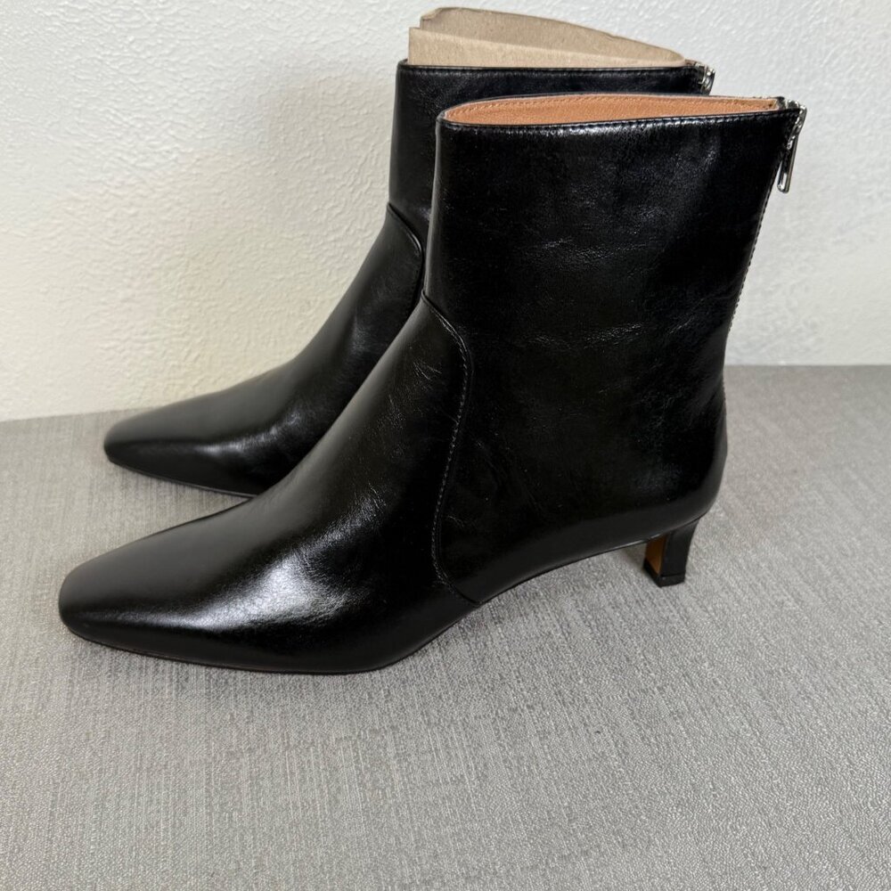 Madewell The Dimes Kitten-Heel Boot in Crinkle Leather NN026 Modern Elegance - Picture 12 of 13